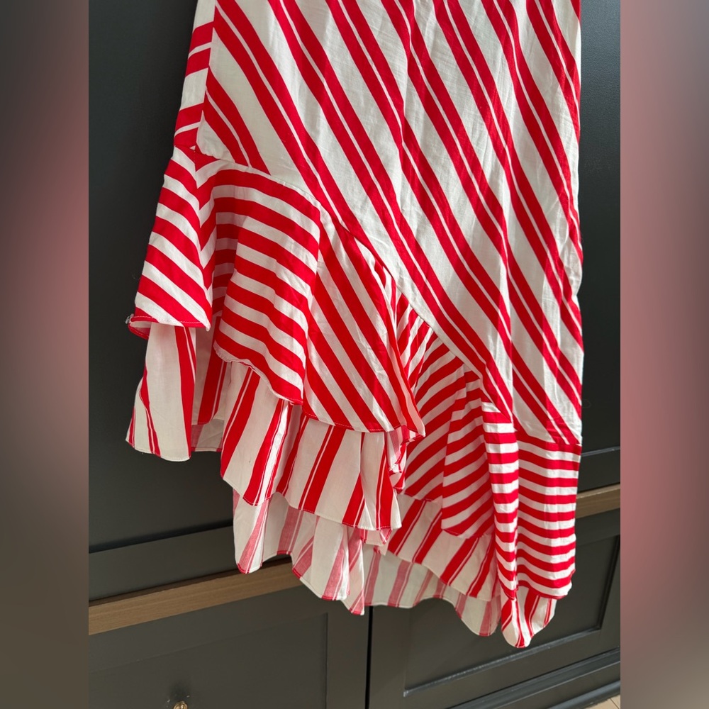 Zara | Asymmetrical Red and White Striped Skirt | M | NWT - Picture 6 of 11